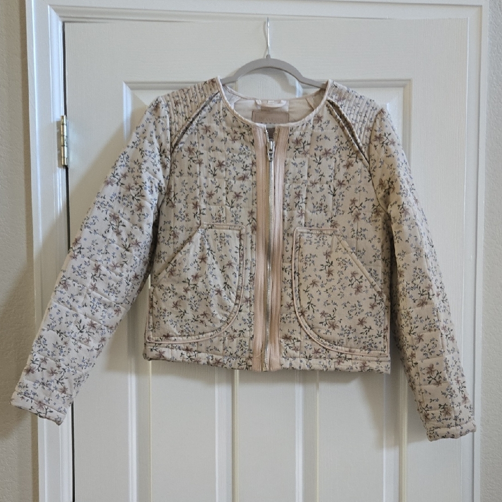 Blank NYC Beige Floral Puffer Jacket
